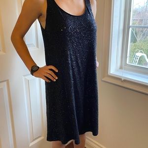 Barely worn Eileen Fisher Black Sequinned Dress!